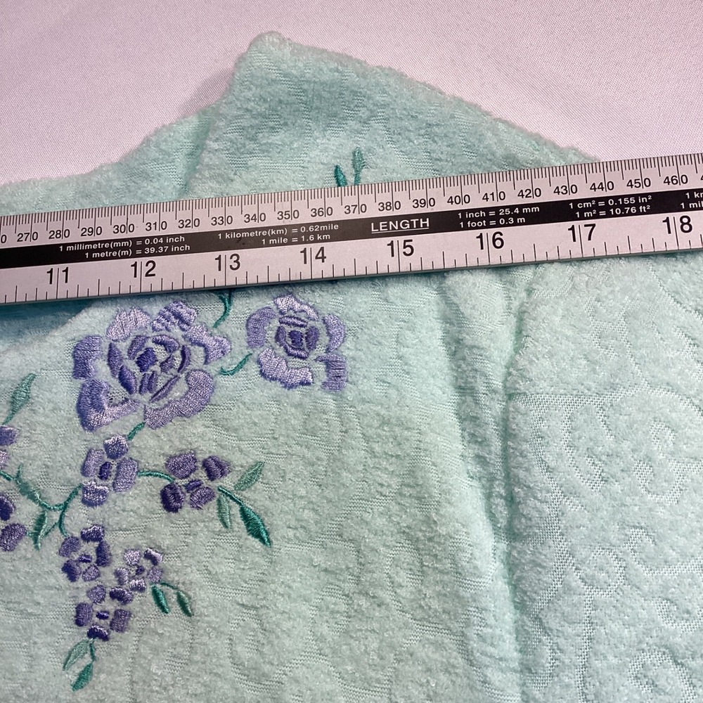 Fundamentals Womens Robe Size Medium Mint Green Floral Snap Front Long Sleeve - Picture 6 of 9